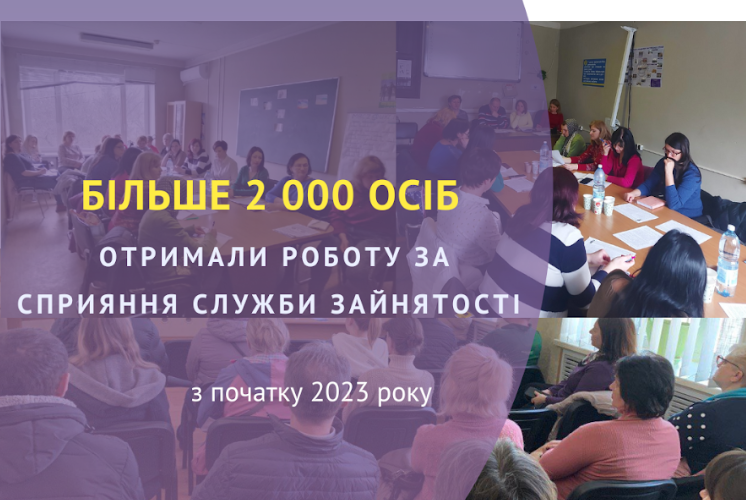 Більше 2 000 осіб отримали роботу за сприяння служби зайнятості з початку 2023 року